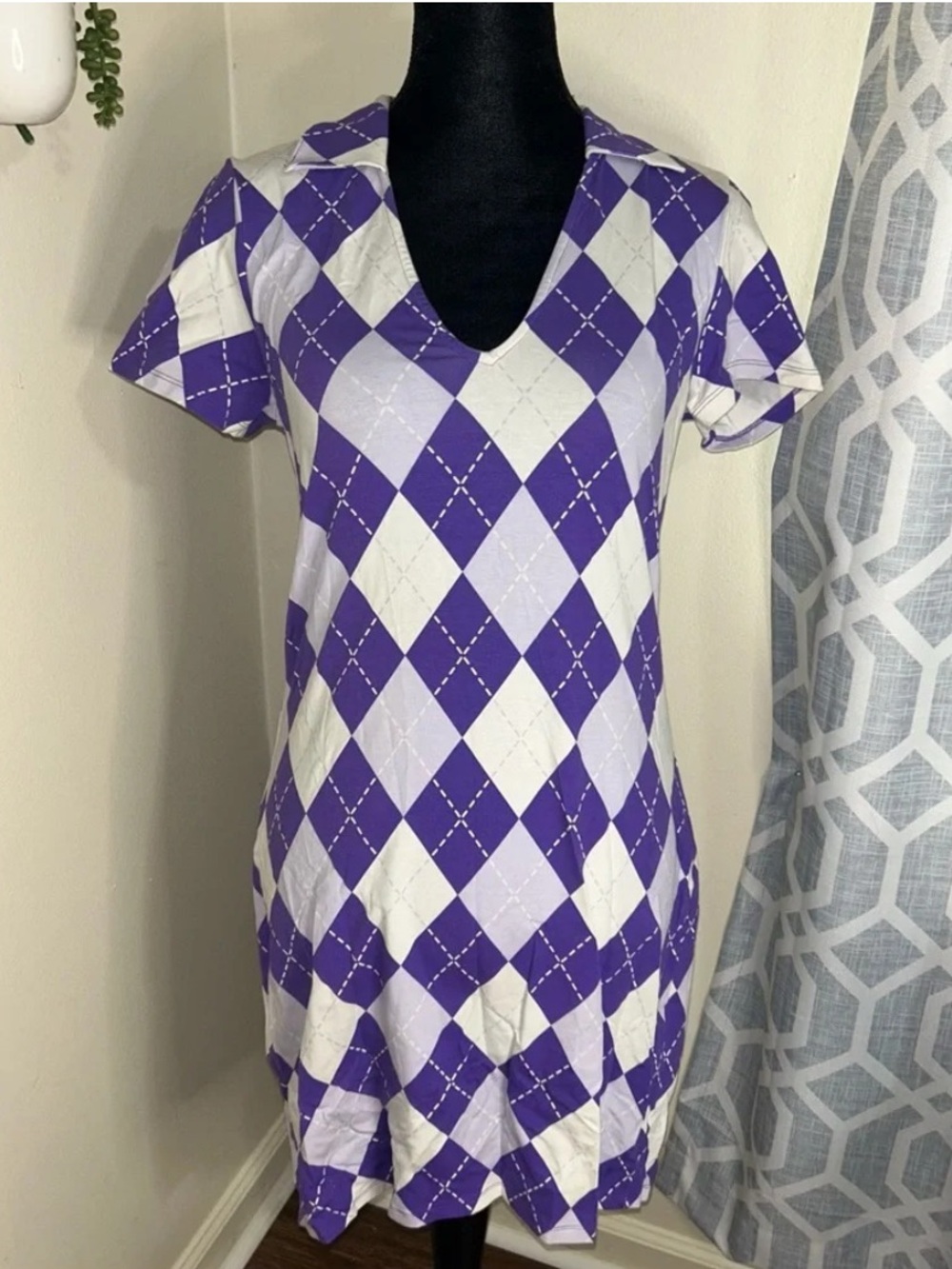 H&M white and purple bodycon dress size L